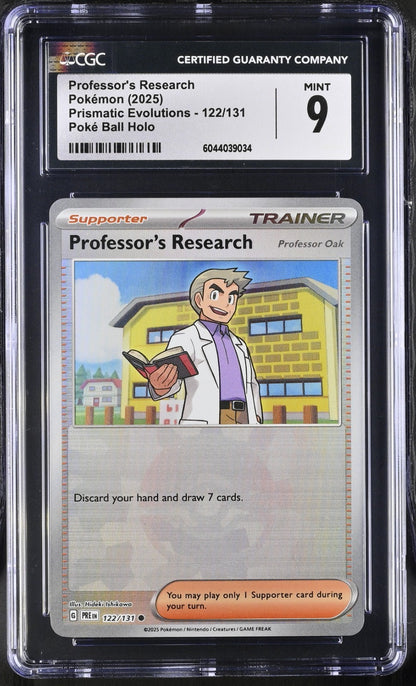 Pokemon 2025 Professor's Research Prismatic Evn Poke Ball Holo 122/131 CGC 9