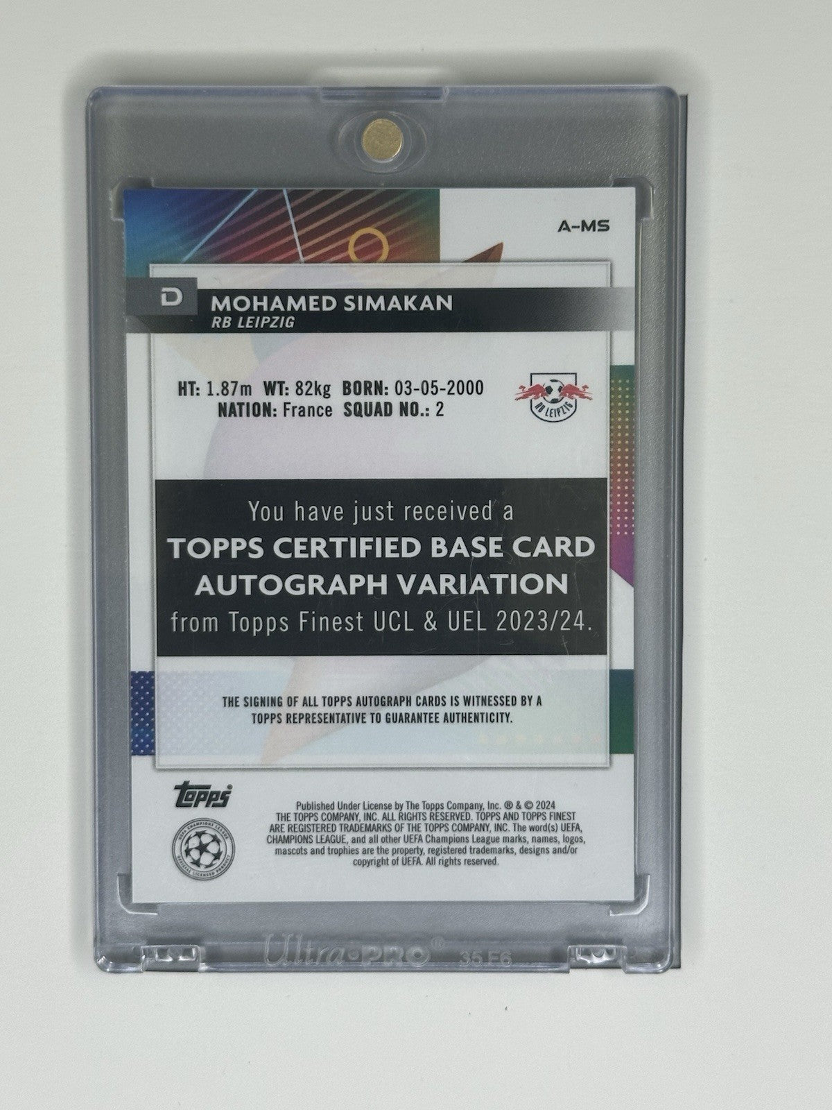 2024 Topps Finest Mohamed Simakan Purple 126/199 Auto