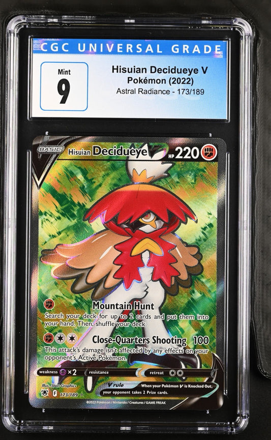 Pokemon 2022 Astral Radiance Hisuian Decidueye V #173/189 CGC 9