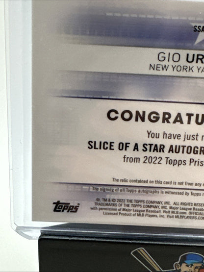 Gio Urshela 2022 Topps Pristine Slice Of A Star Signed On-Card Jersey Auto SP