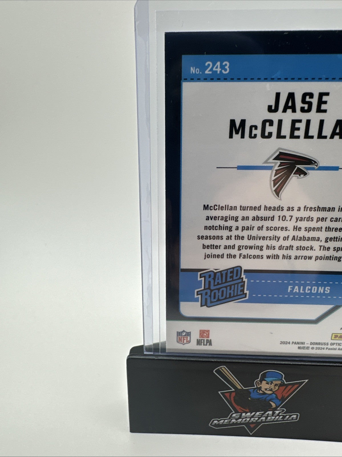 2024 Donruss Optic Jase McClellan Rated Rookie Atlanta Falcons #243 Blue Hyper