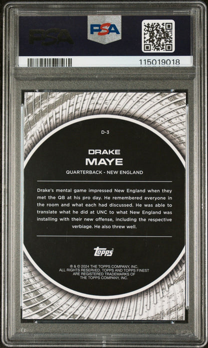2024 Topps Finest Debut Drake Maye #D3 PSA 10 GEM MINT