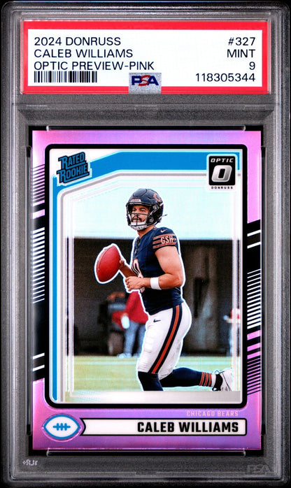 2024 Panini Donruss Caleb Williams #327 Optic Preview Pink PSA 9