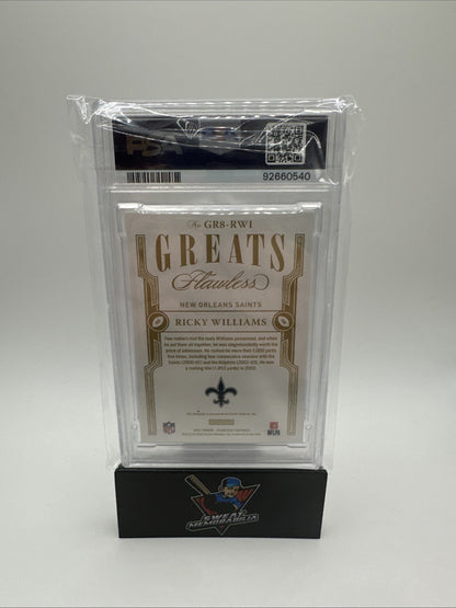 2021 Flawless Ricky Williams Greats Auto-Silver 9/20 PSA 10 POP 1 On Card Auto