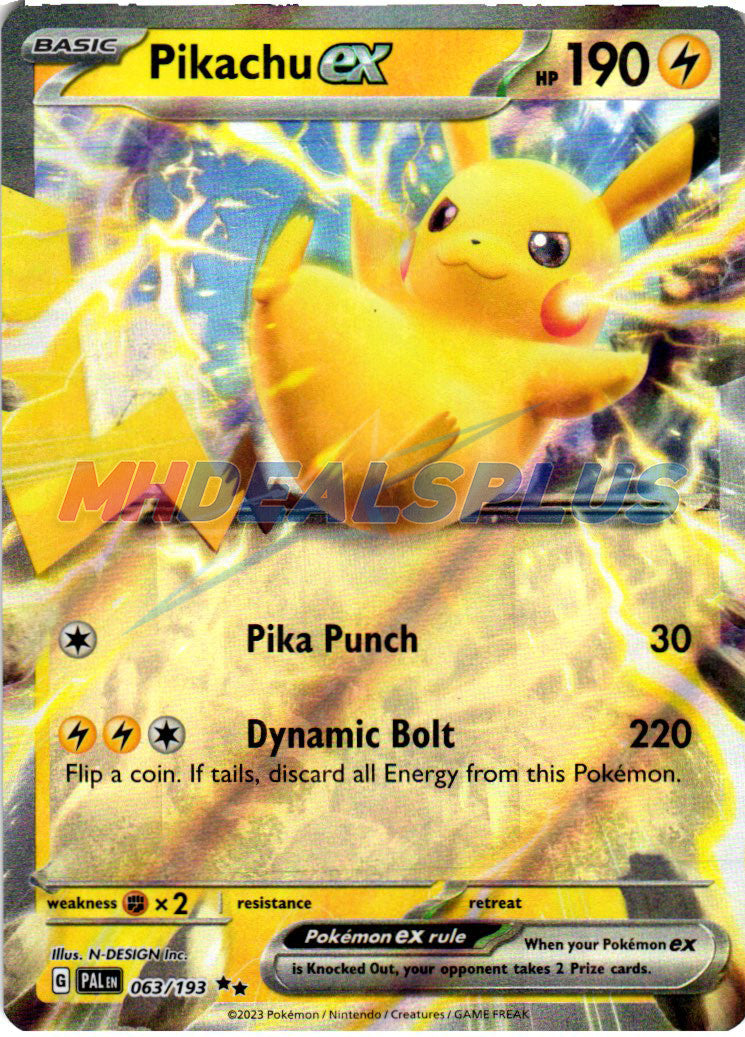 Pokémon 2023 Pikachu EX Paldea Evolved 063/193 Holo Double Rare CGC 8.5