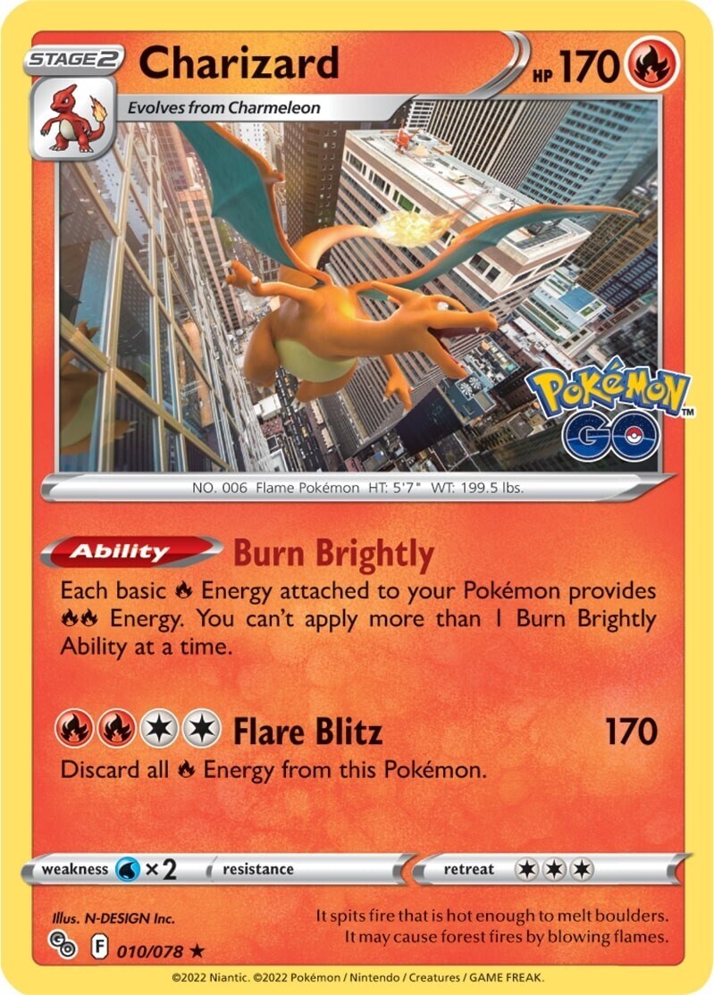 Pokémon TCG Charizard Pokémon GO 010/078 Reverse Holo CGC 9.5