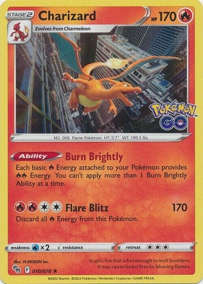 Pokémon 2022 TCG Charizard Pokémon GO 010/078 Reverse Holo CGC 9.5